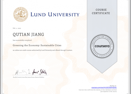 【Coursera】绿色经济：可持续发展的城市