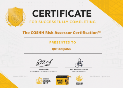 【TKSA】The COSHH Risk Assessor Certification™