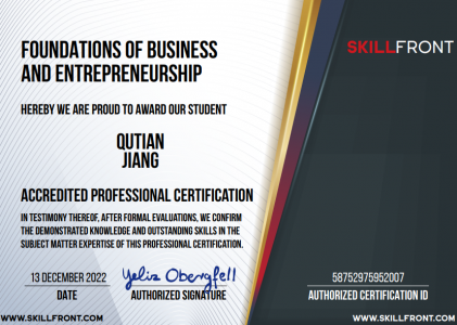 【SkillFront】Foundations Of Business And Entrepreneurship™
